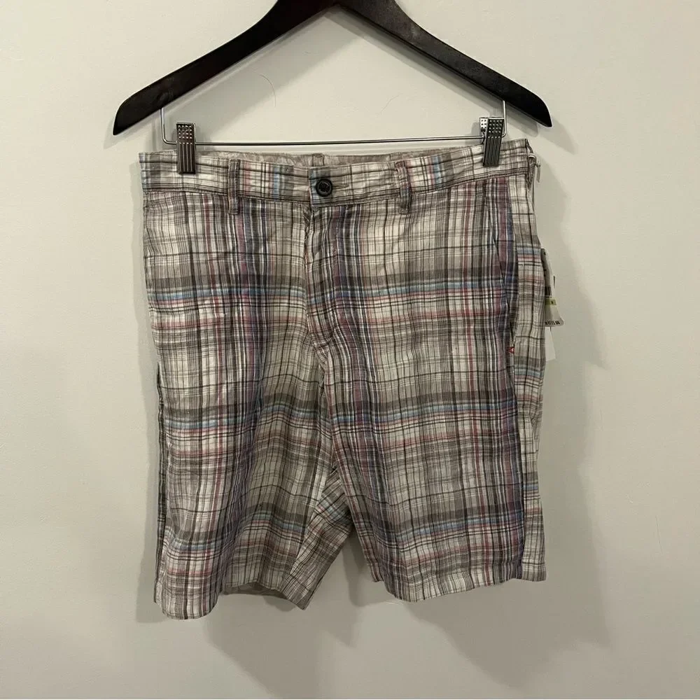 Tommy Bahama Due Cove Short NEW with tags Size 30 Reversible Palm Khaki/Plaid